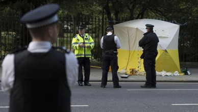 Police investigate the Russell Square stabbing crime scene