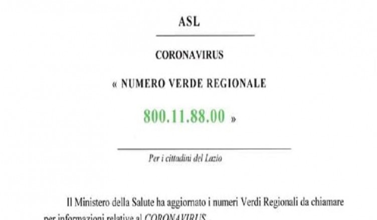 numero verde regione lazio coronavirus