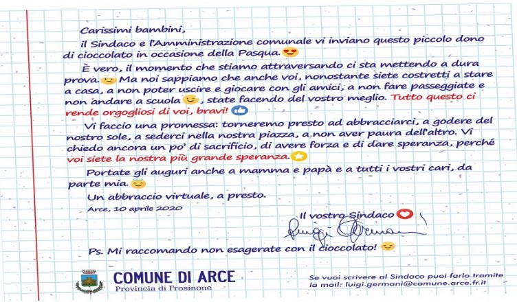 Arce consegna uova bimbi
