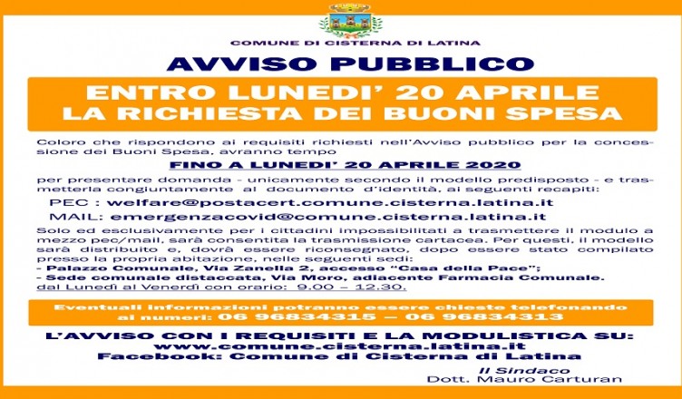 Buoni Spesa scade 20 aprile
