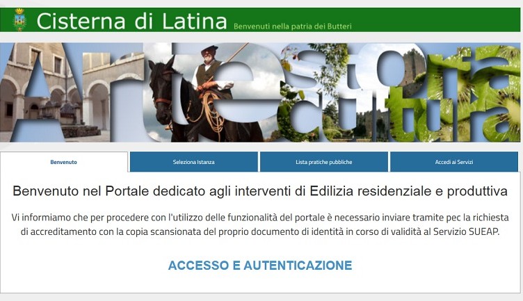 SUEAP screen PortaleEdilizia