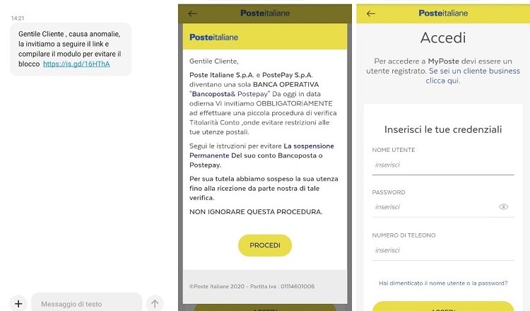 truffa poste sms