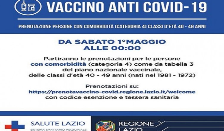 prenotazioni covid comorbidità 40 49