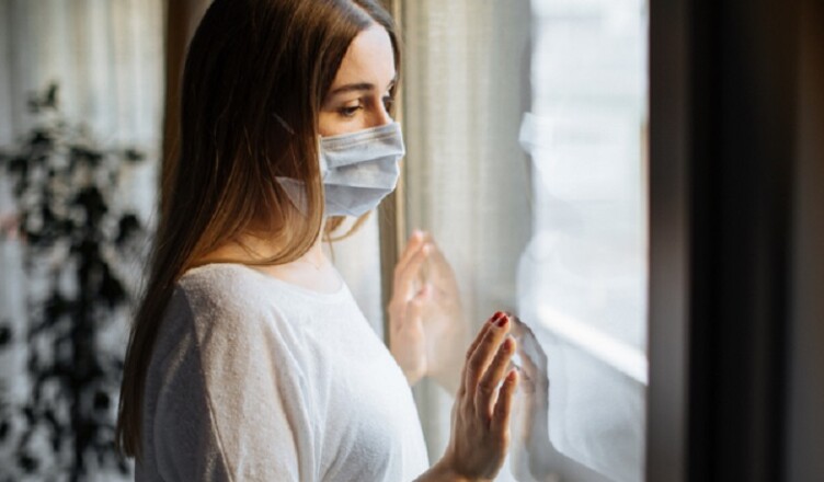 Woman in isolation at home for virus outbreak