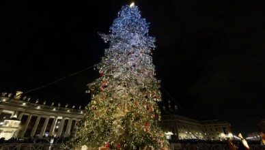 Christmas tree and nativity scene enlightened in St Peters Square, Vatican City, 03 December 2022.   ANSA/MASSIMO PERCOSSI