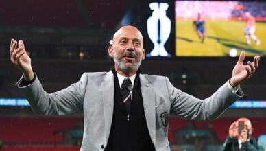epa10391873 (FILE) - Gianluca Vialli, a member of the Italian team's coaching staff, celebrates after the UEFA EURO 2020 final between Italy and England in London, Britain, 11 July 2021  (re-issued 06 January 2023). Gianluca Vialli died at the age of 58 after battling pancreatic cancer his family confirmed 06 January 2023.  EPA/Andy Rain / POOL *** Local Caption *** 57038785