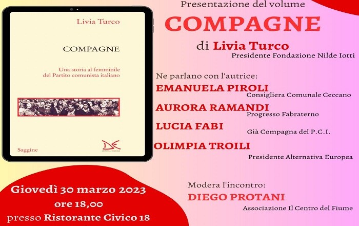 Compagne. Il volume di Livia Turco presentato a Ceccano