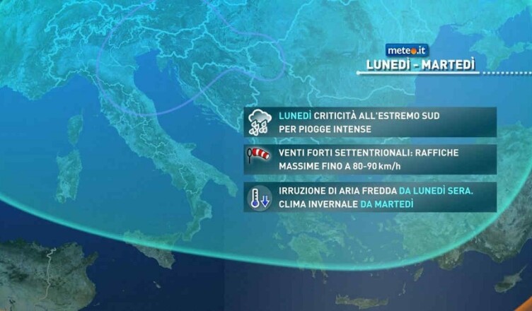 Vortice sull'Italia, crollo delle temperature da Nord a Sud