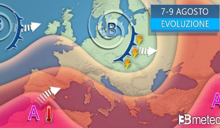 Meteo evoluzione inizio settimana (7-9 agosto)