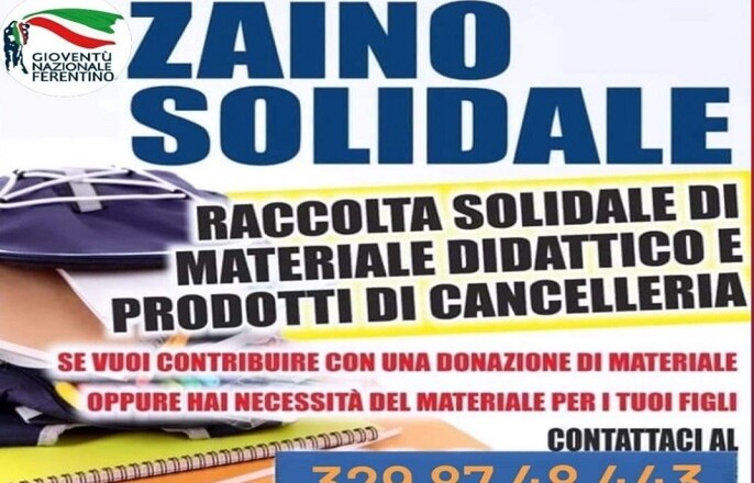 Operazione ZAINO SOLIDALE ferentino 2023
