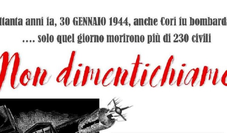 Cori commemora l’80° anniversario dei bombardamenti. Quattro giorni per non dimenticare