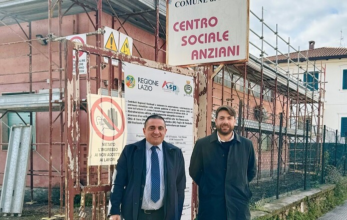 Sindaco Di Stefano e Presidente ASP Frosinone avvio lavori via Firenze