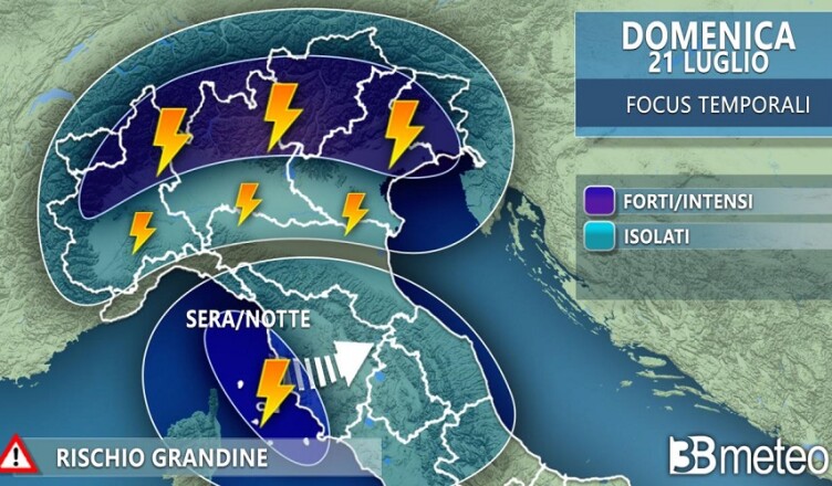 METEO DOMENICA 21 LUGLIO 2024
