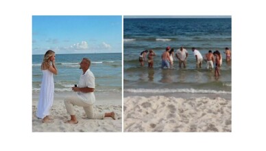 Proposta di matrimonio in riva al mare, ma l'anello si perde tra le onde