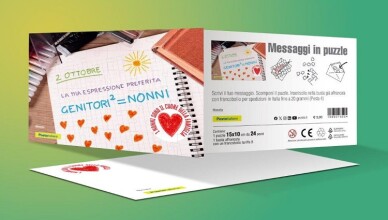 CARTOLINA PUZZLE PER FAR RECAPITARE DAL PORTALETTERE I MESSAGGI DI AUGURI AI NONNI