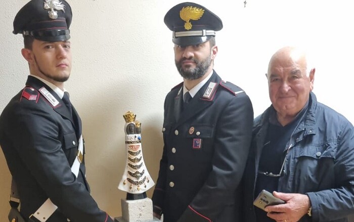 RITROVATA DAI CARABINIERI LA STATUA DELLA MADONNA RUBATA A BOVILLE ERNICA