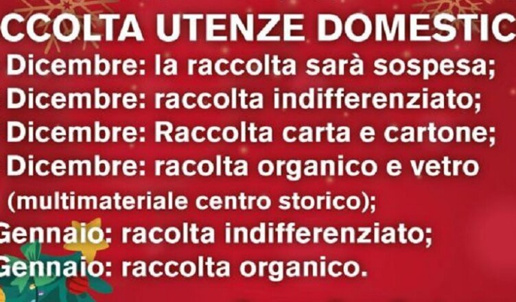 Frosinone, raccolta differenziata il calendario del periodo festivo NATALIZIO