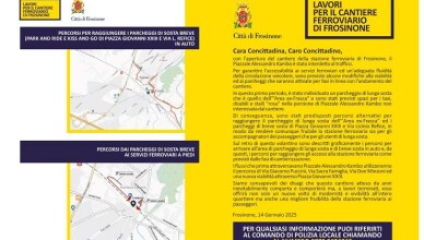Frosinone, tutte le info su viabilità e parcheggi allo scalo ferroviario