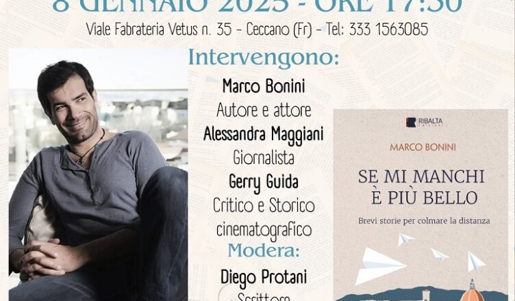 L'attore Marco Bonini presenta l'8 Gennaio il suo nuovo libro