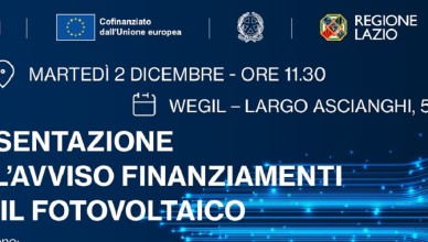 DOMANI LA REGIONE LAZIO PRESENTA ENERGIA SOLARE PER LE IMPRESE