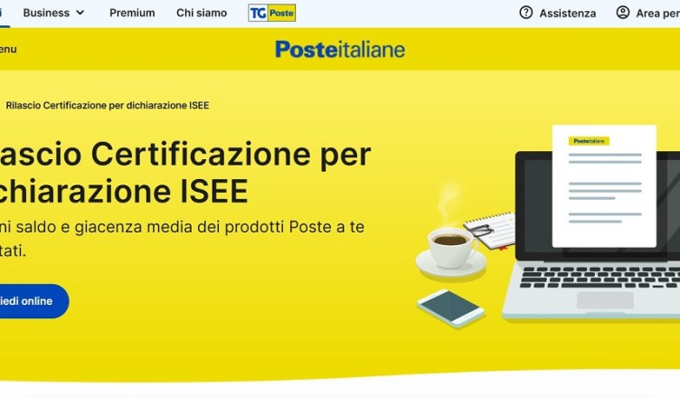 Screenshot sito poste.it.