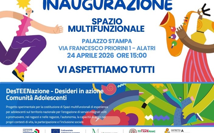 Il Distretto Socio-Assistenziale FR A inaugura lo Spazio Multifunzionale per adolescenti del progetto DesTEENazione